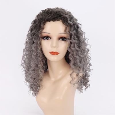 China STRINGHT Synthetic 15 Inches Hot Selling Black Gradient Hair Fashion Lady Gray Hair Wigs Headwear for sale