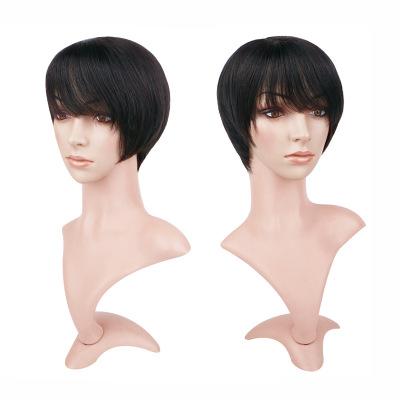 China STRINGHT 7.6-9 inch real European and American bangs wig black female human hair wig for sale