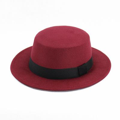 China New Retro Character Wool Hat Round Hat For Women Men Women Trilby Wool Black Ribbon Band Felted Thrower Hats for sale