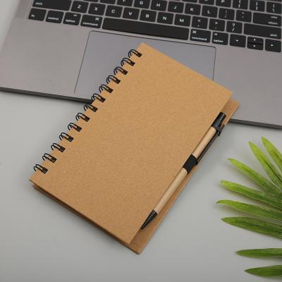 China Custom Eco-friendly Spiral Notebook Wrapping Paper Coil Cover Notebook Spiral Sticky Combination Notes for sale