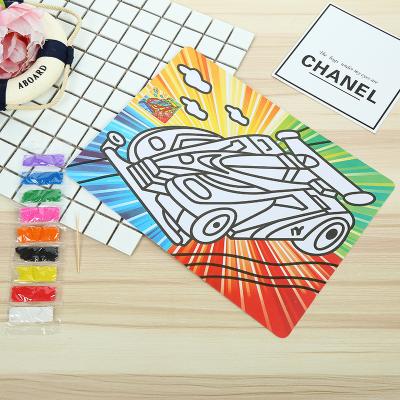 China Educational Life DIY Child's Daily Painting Toys Nine Color Bottom Sand Painting Environmental Protection Color Sand Painting for Children for sale