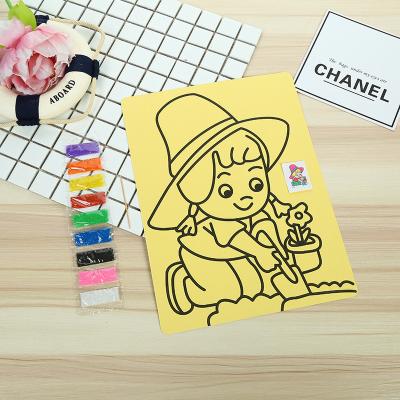 China Daily Life Children's DIY Intelligence Sand Painting Background 9 Color Sand Painting Cartoon Yellow Sand Painting for sale