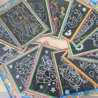 China Daily Life Kid DIY Creativity Color Scraping Cards Rainbow Doodle Drawing Papers Child Student Interest Drawing Scraping Paper for sale