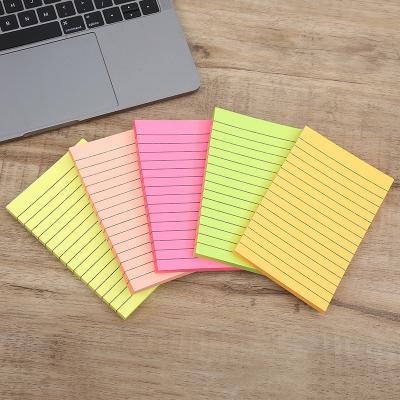 China Self Adhesive Lines Sticky Notes 4*6 Inches Self Stick Notes 100 Sheets Color Fluorescent Paper Sticky Notes for sale