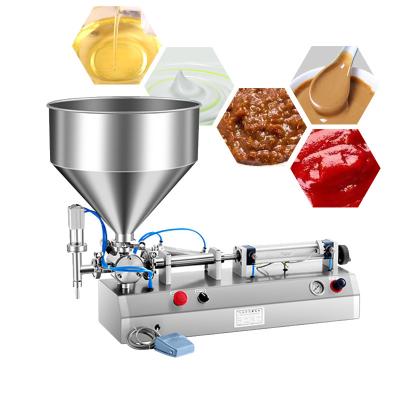 China Semi Automatic Food Sugar Chocolate Chili Honey Stick Cream Heating Tank Stick Sauce Paste Gel High Viscosity Filling Machine for sale