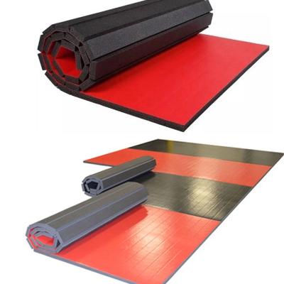 China Gym Brazilian XPE Jiu Jitsu Foam Martial Arts Judo Roll Mat Flooring Tatami Rolling Floor Wrestling Mat for sale