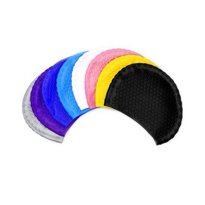 China Custom Particle Silkscreen Printed Silicone Swimming Logo Swim Cap Covers Outdoor Sports Silicone Swim Caps for sale