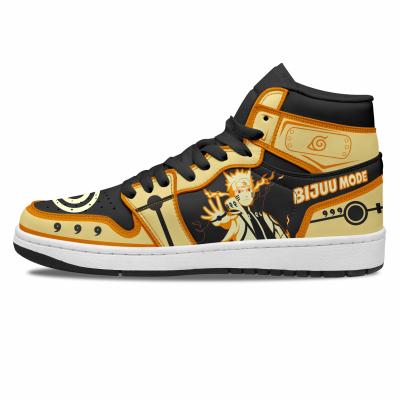 China Custom Genuine Leather Round Top Anime Shoes Sneakers Man High Top Shoes Men's Casual Shoes for sale