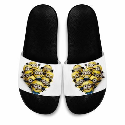 China Custom Brand New Free Design Logo White Cartoon Pattern Slide Sandal Men Slippers Durable for sale