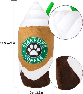 China Soft Stuffed Plush Starpups Bottle Dog Toys Coffee Cup Bottle Toys For Pets for sale