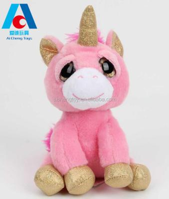 China Pink Color Unicorn Plush Toys Big Eyes Stuffed Animal Cute Soft Unicorn Toys 20cm for sale