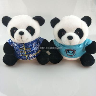 China Cute Brand Custom LOGO Plush Panda Teddy Bear Toy With T-shirts Kids Toy Wholesale Cheap Soft Plush Panda Teddy Bear Toy for sale