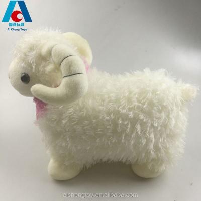 China Eco - Friendly Plush Kids Soft White Plush Sheep Toys With Pink Scarf for sale