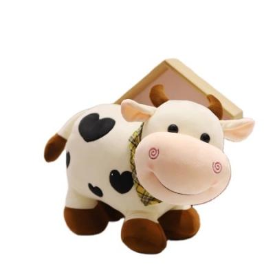 China Promotion Stuff Milk Cow Plush Animal Farm Animal Toy Stuffed Bib Milk Cows Brown Pink White Animal Toddler Sleep Friend Customer Design for sale