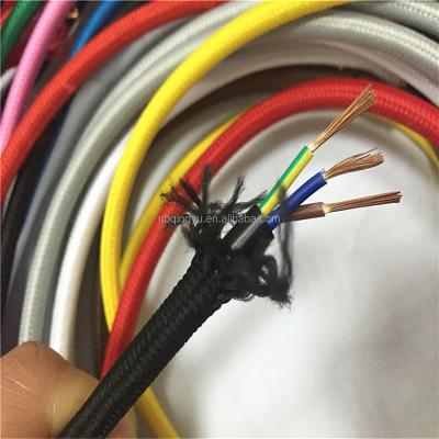 China VDE 3 Core 0.75mm Underground Series Vintage Braided Lamp Tie Cloth Covered Electrical Wire Cable for sale