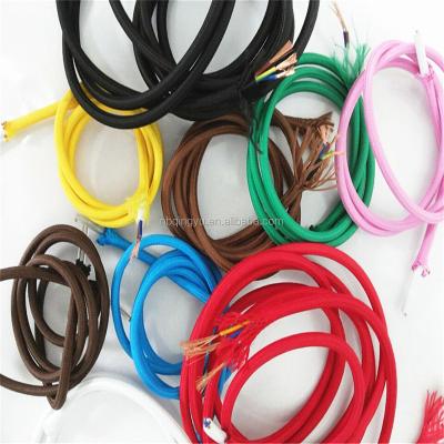 China Vintage Fabric Lighting Cable Underground Decorative Cloth Wrapped Electrical Rope Wire 3cores for sale