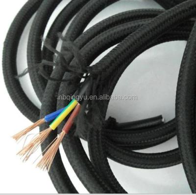 China Underground Black Flexible Cable PVC Insulation Cloth Braided Color 3 Wire For Vintage Pendant Lamp for sale