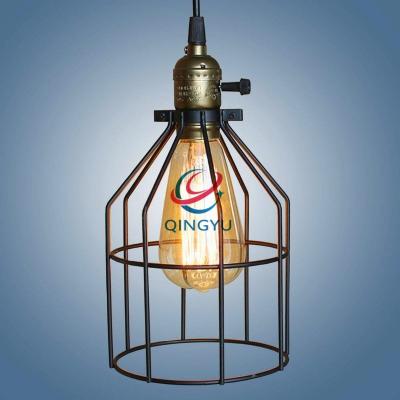 China Antique Metal Wire Cage Lampshade Industrial Loft Lamp Guard For Kitchen Pendant Lamp for sale