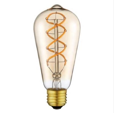 China Residential Edison Bulb E27 E26 Spiral Dimmable Decorative Flexible Led Filament Edison Light Bulb Antique Flexible Led Lamp for sale