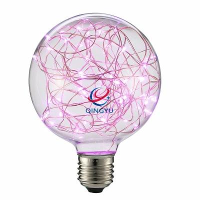 China Residential Vintage G95 Bulb Pink LED Light Bulb String Fairy Filament Starry Decor Lamp for Christmas Party Decorative Lighting for sale