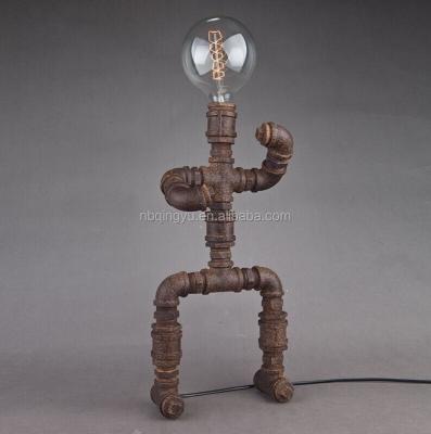 China Rustic European Style Robot Lamps Water Pipe Vintage Attic Pipe Table Lamp with ST64 or G80 for sale