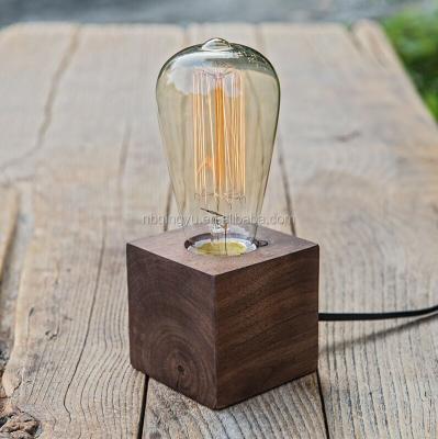 China Residential retro table lamp wood vintage edison light wood lamp for cafe lamps home decor for sale