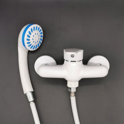 China Without Slide Bar China Hotel Style White Shower Faucet Mixer With Shower Head for sale