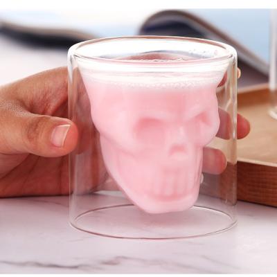 China Empty Double Wall Restaurant Hotel Bar Whiskey Festival Skull Glass Wine Gift Box Skull Glass Mug Beer Home Glass Photo Inmate for sale