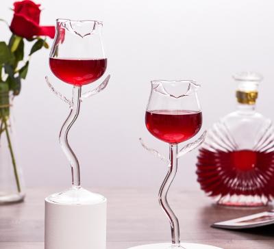 China Creative Home 180ml Rose Flower Shape Wine Glass Bar Hotel Restaurant Tumbler for sale