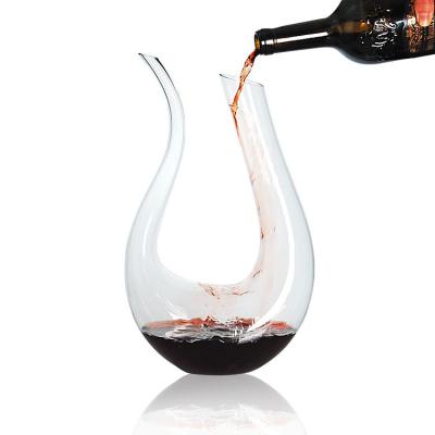 China Modern Custom Novelty Handmade High Quality Lead Free Crystal U Shape Hand Made Wine Decanter Glass for sale