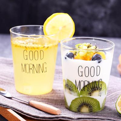 China Wholesale Home Bar Hotel Restaurant Good Morning Heat Resistant Glass Cups Milk Mugs Breakfast Cups Microwave Oven Glass for sale