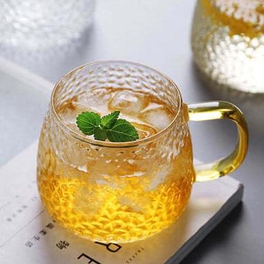 China Viable Cheap Wholesale Hot Sale Hammered Japanese Style Glass Mug With Handle for sale