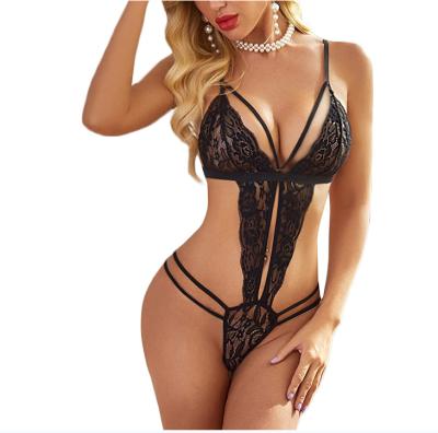 China Hot Women Lingerie One Piece Lace Bodysuit Babydoll Deep V Teddies for sale