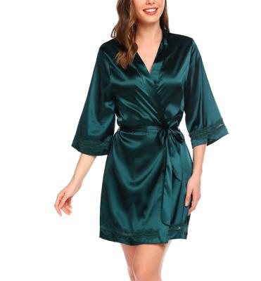 China Luxury Comfortable Robe Ladies Pajamas Bath Lounge Wear Plus Women's Sleepwear Femme Stretch Satin Silk Robe Versache Robes for sale