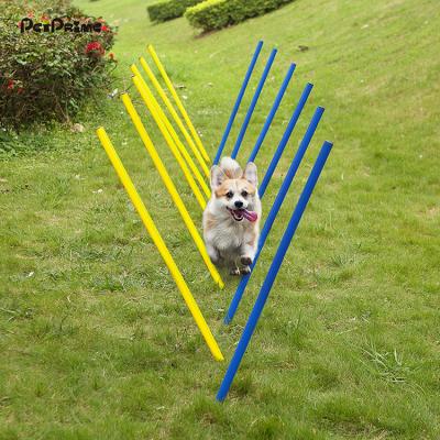 China PetPrime Viable Dog Agility Equipment Set - 12PCS Armor Pole Set, Outdoor Dog Obstacle Agility Training Exercise Equipment Kit for sale