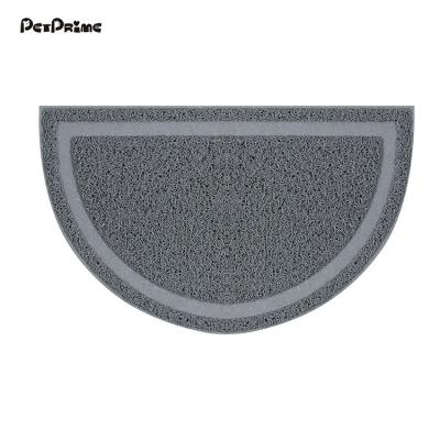 China Petprime Viable Cat Litter Box Mat Feeding Mat Non-Slip Cat Litter Trap Mat Semicircle Shape Kitty Litter for sale