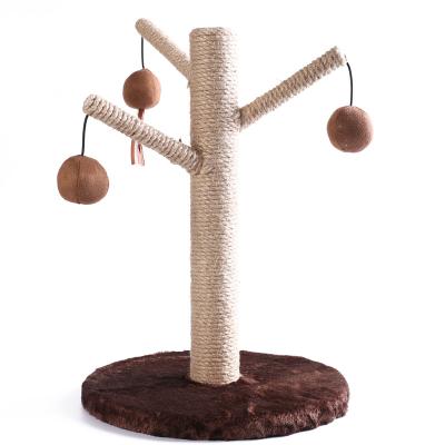 China Petprime Cat Scratching Post Cat Scratcher Toy Cat Tree Tower With 3 Enigma Indoor Viable Ball for sale