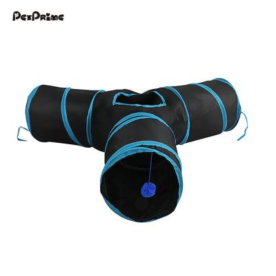 China Petprime Viable Toy Cat Tunnel Collapsible Pet Tube with Cat Entertain Equipment Interactive Toy 3 Way Cat Tunnel Balls Tunnel for sale