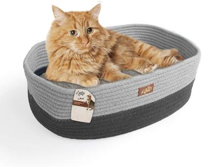 China PetPrime Breathable Cat Bed Oval With Special Weave Design Pet Super Soft Durable Bed With Firm Breathable Cotton For Cats Dogs for sale