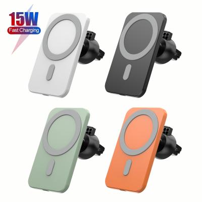 China New Arrival 15W Magnetic Fast Charging 15W Wireless Car Mount Phone Holder 360 Rotate Magnetic Fast Charging Magnetic Charger for sale