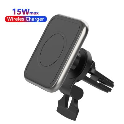 China New Technology 15W Magnetic Fast Charging Car Vehicle Mounted Wireless Charger Car Phone Fast Charging Magnetic Wireless Charger For Mobile Phone for sale