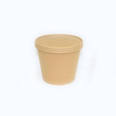 China Disposable Disposable Custom Printed Brown Kraft Paper Pasta Soup Cups Or Bowls With Lids for sale