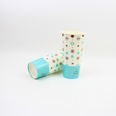 China Disposable Big Size Disposable Double PE Paper Cups For Drink Cold Beer With Lids for sale