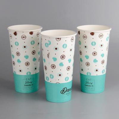 China Disposable 8oz Customized Design Printed Disposable Paper Cold Drink Cups With Lids for sale