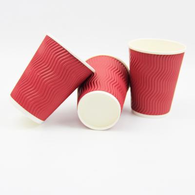 China Disposable Recyclable Paper Cups Ripple Recyclable Wallpaper Cups For Hot Tea With Lids for sale