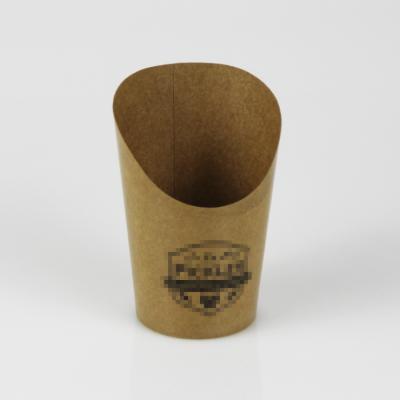 China French Fries Cups Disposable Paper Custom Printed Disposable Brown Fast Food Kraft Paper Cup for sale