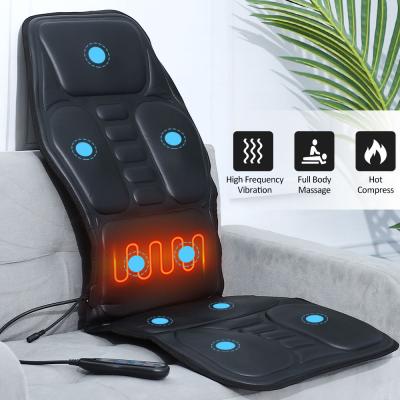 China Body Foldable Heating Car Massage Cushion Home Office Cervical Lumbar Back Mattress Massager Vibrating Back Chair for sale