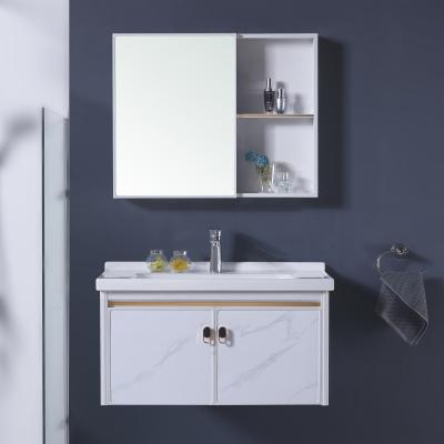 China Easy clean/Anti-scratch/stain free/high temp.resistant luxury goods all wall-hung aluminum bathroom cabinet with bathroom sink cabinets furnture with imirror vanity for sale