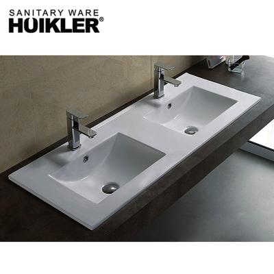 China Easy Clean/Anti-scratch/Stain Free/High Temp.Resistant Ceramic Bathroom Cabinet Double Counter Basin for sale