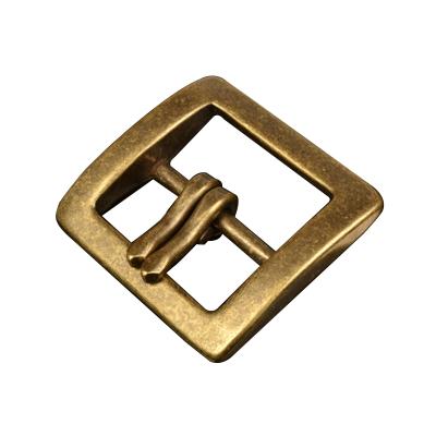 China Custom Carosung Double Square Solid Antique Brass Fork Pin Buckle For Men 1.5